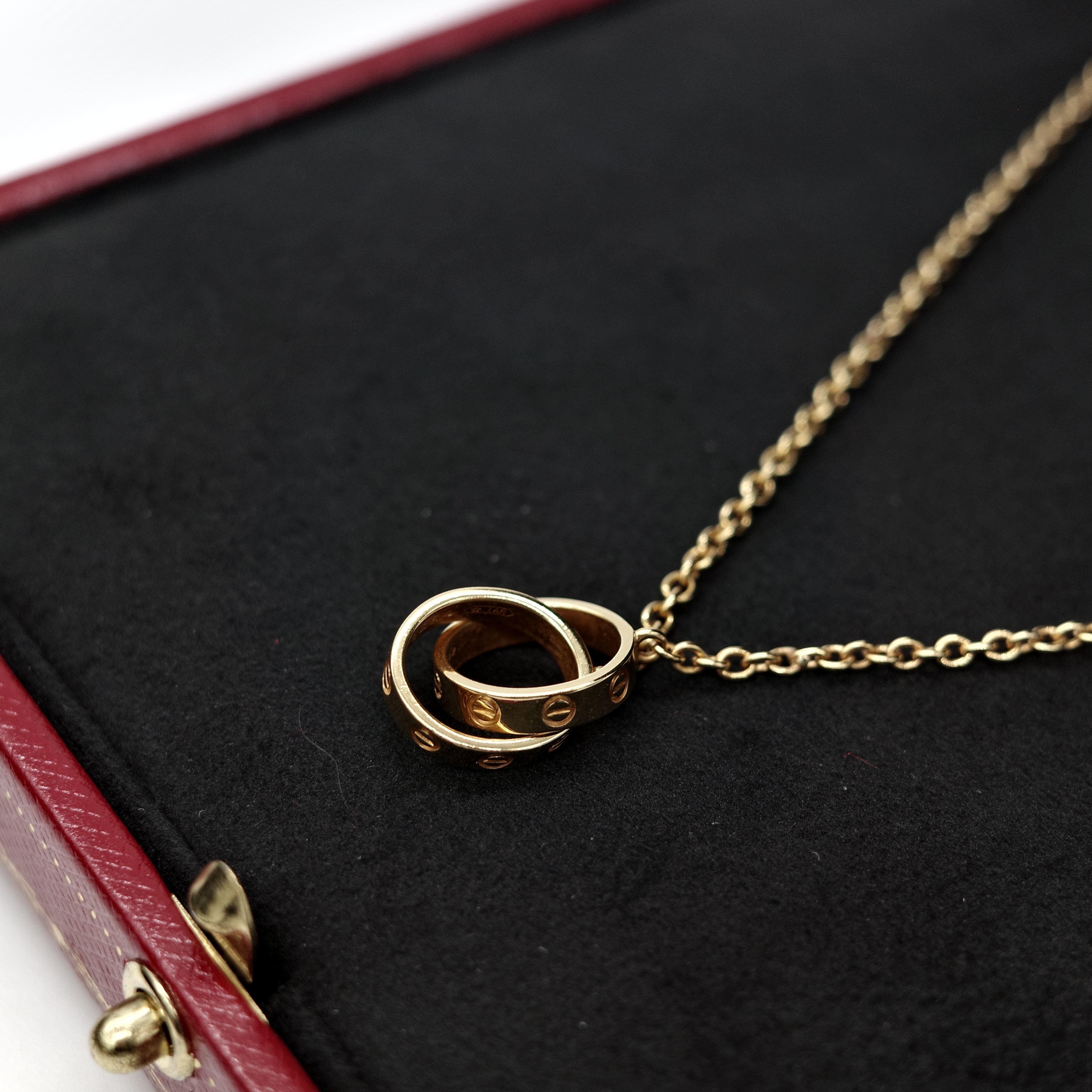 Cartier 卡地亞 18K黃金 雙環 Love 項鍊-9