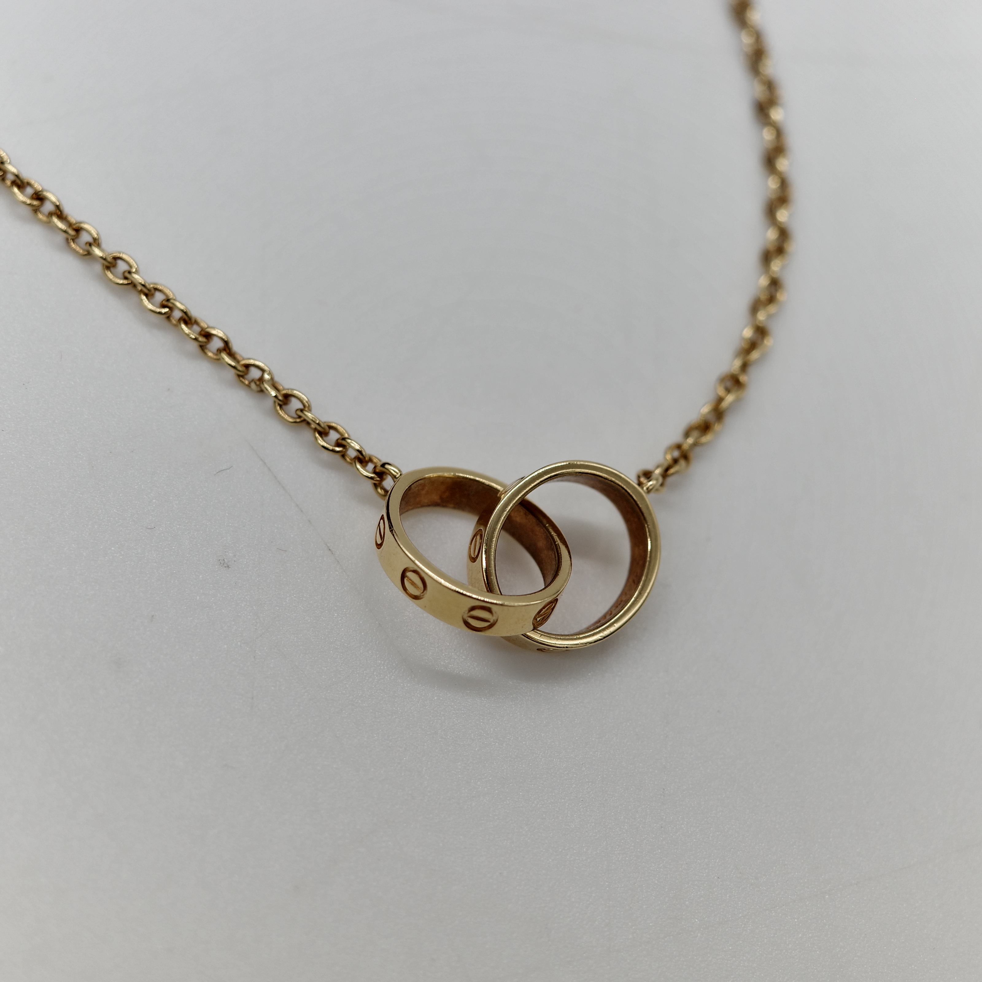 Cartier 卡地亞 18K黃金 雙環 Love 項鍊-10