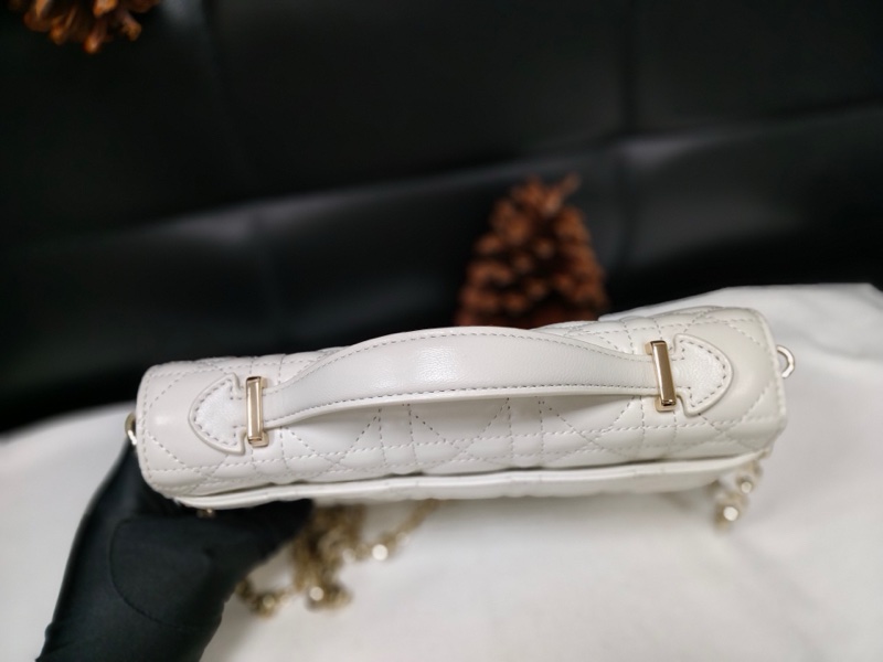 99新 迪奧/Dior WOC白色羊皮鏈條包 lady小號 斜挎包 22年編碼 21x12x4cm-5