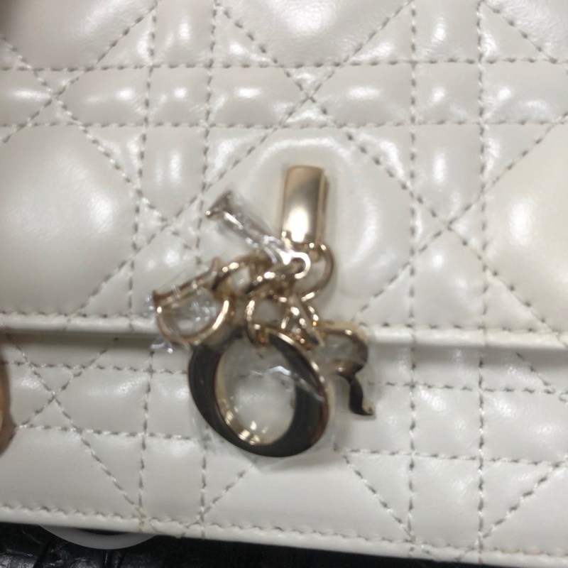 99新 迪奧/Dior WOC白色羊皮鏈條包 lady小號 斜挎包 22年編碼 21x12x4cm-7