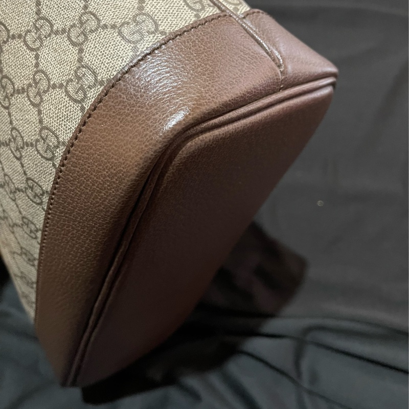 Gucci 金釦經典老花棕托特包 肩背包 手提包-9