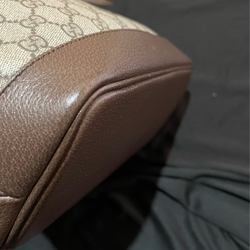 Gucci 金釦經典老花棕托特包 肩背包 手提包-10