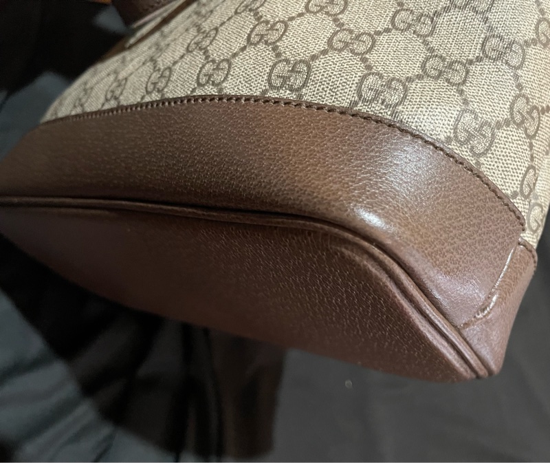 Gucci 金釦經典老花棕托特包 肩背包 手提包-11