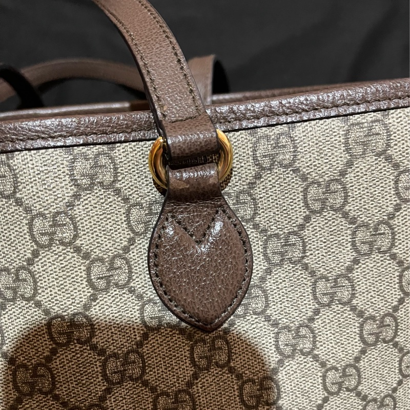 Gucci 金釦經典老花棕托特包 肩背包 手提包-23