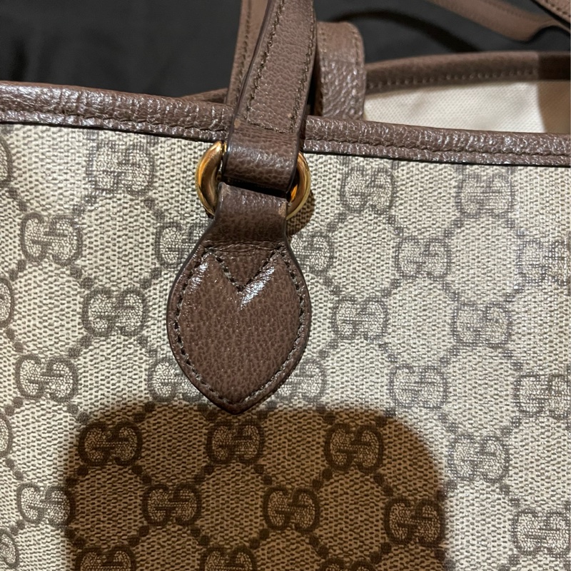 Gucci 金釦經典老花棕托特包 肩背包 手提包-33
