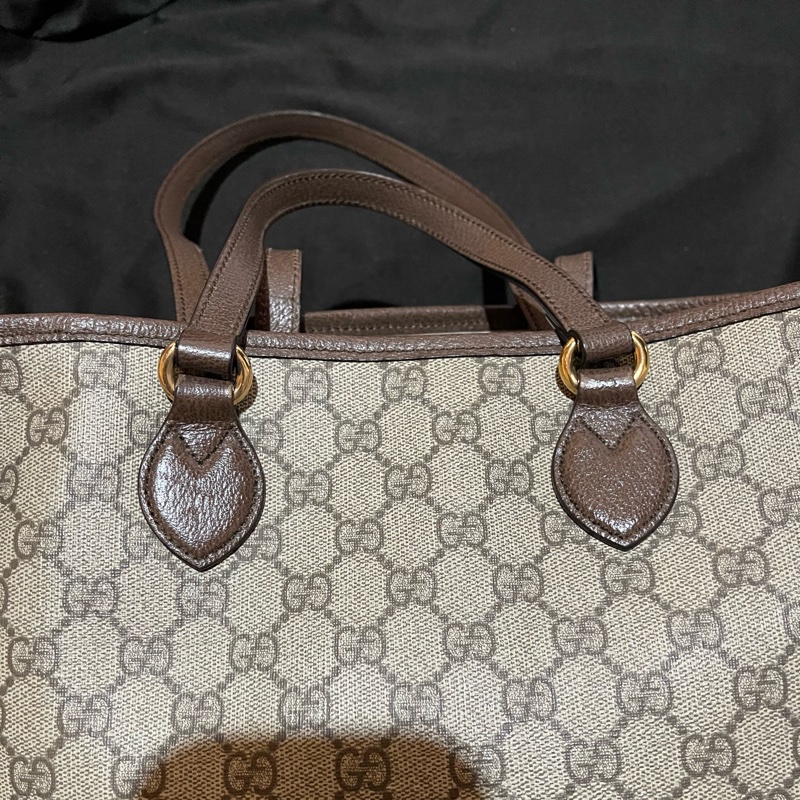 Gucci 金釦經典老花棕托特包 肩背包 手提包-35