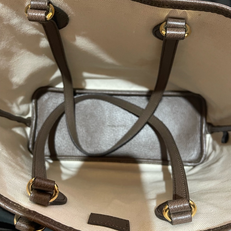 Gucci 金釦經典老花棕托特包 肩背包 手提包-39