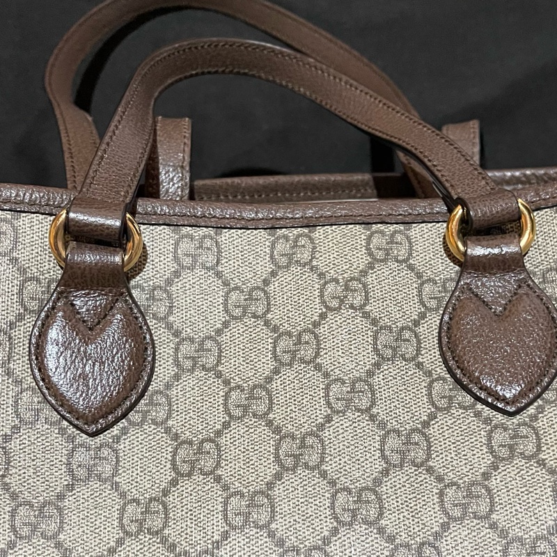 Gucci 金釦經典老花棕托特包 肩背包 手提包-41