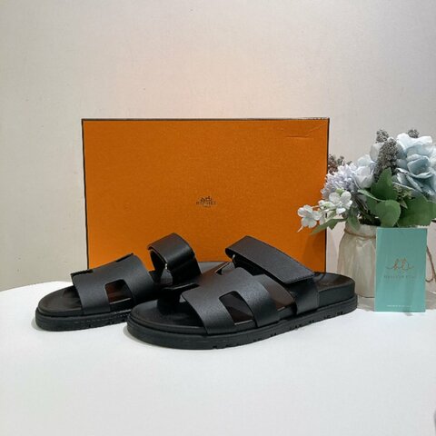 TW4872	Hermes 愛馬仕H字拖鞋 Chypre Sandal 37 Noir