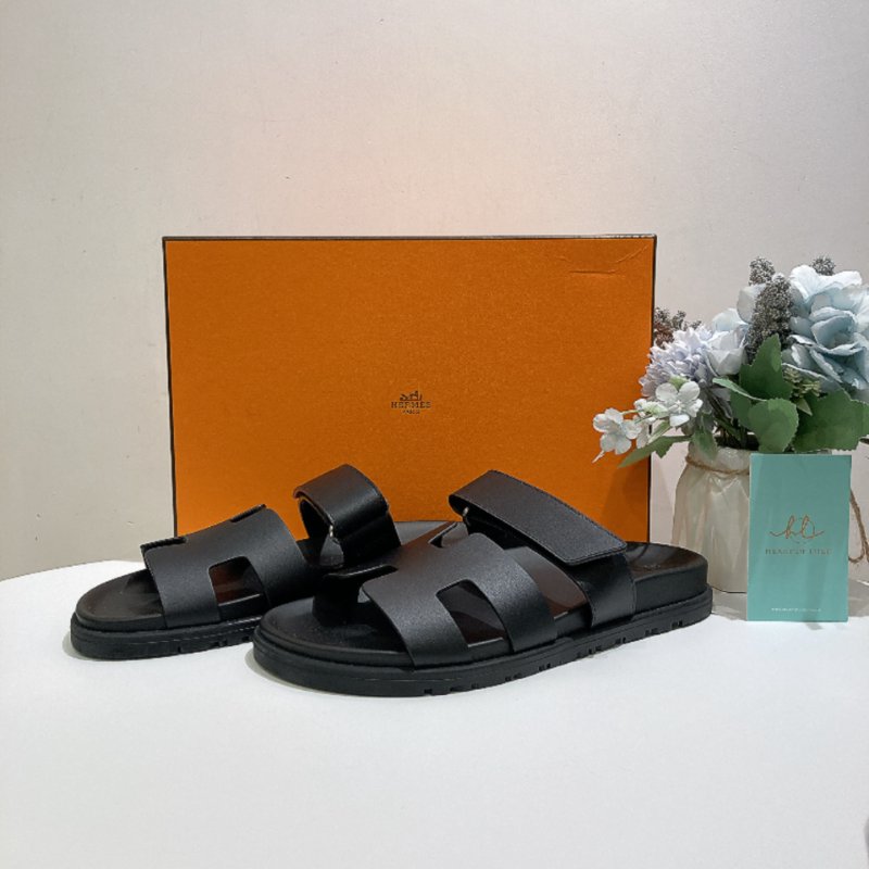 TW4872 Hermes 愛馬仕H字拖鞋 Chypre Sandal 37 Noir-0