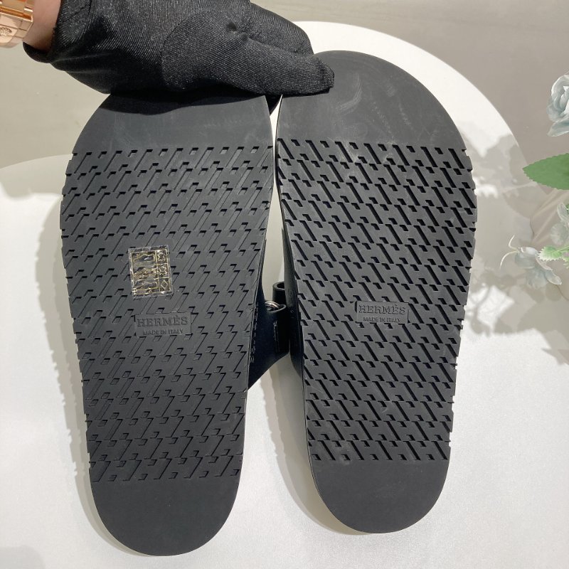 TW4872 Hermes 愛馬仕H字拖鞋 Chypre Sandal 37 Noir-10