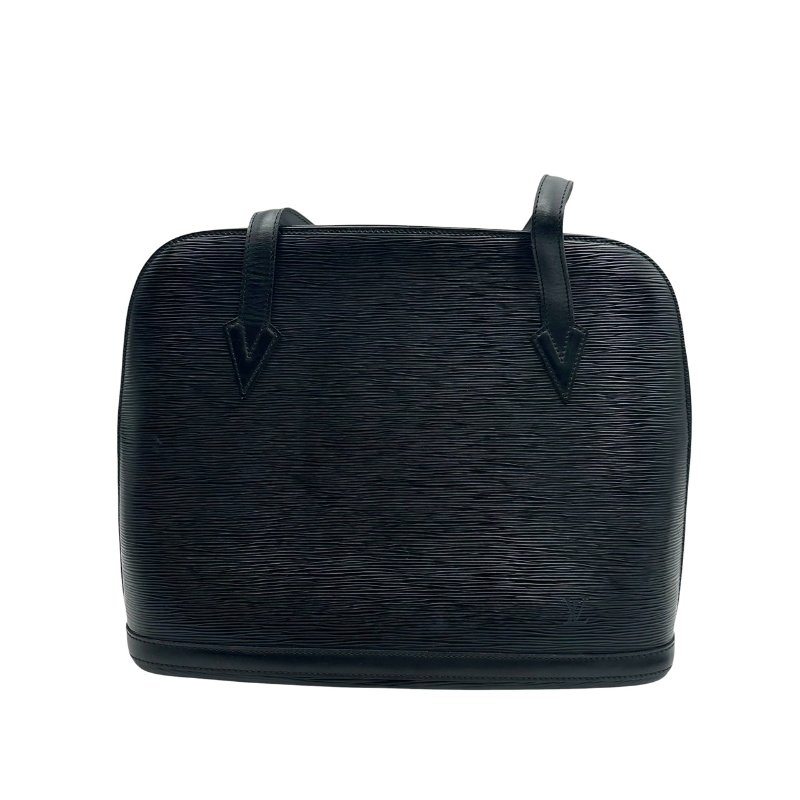 【美收精品】LOUIS VUITTON 黑色皮革水波紋手提包 C-511【隔月月中將轉賣至日本 上架期限30天】-0