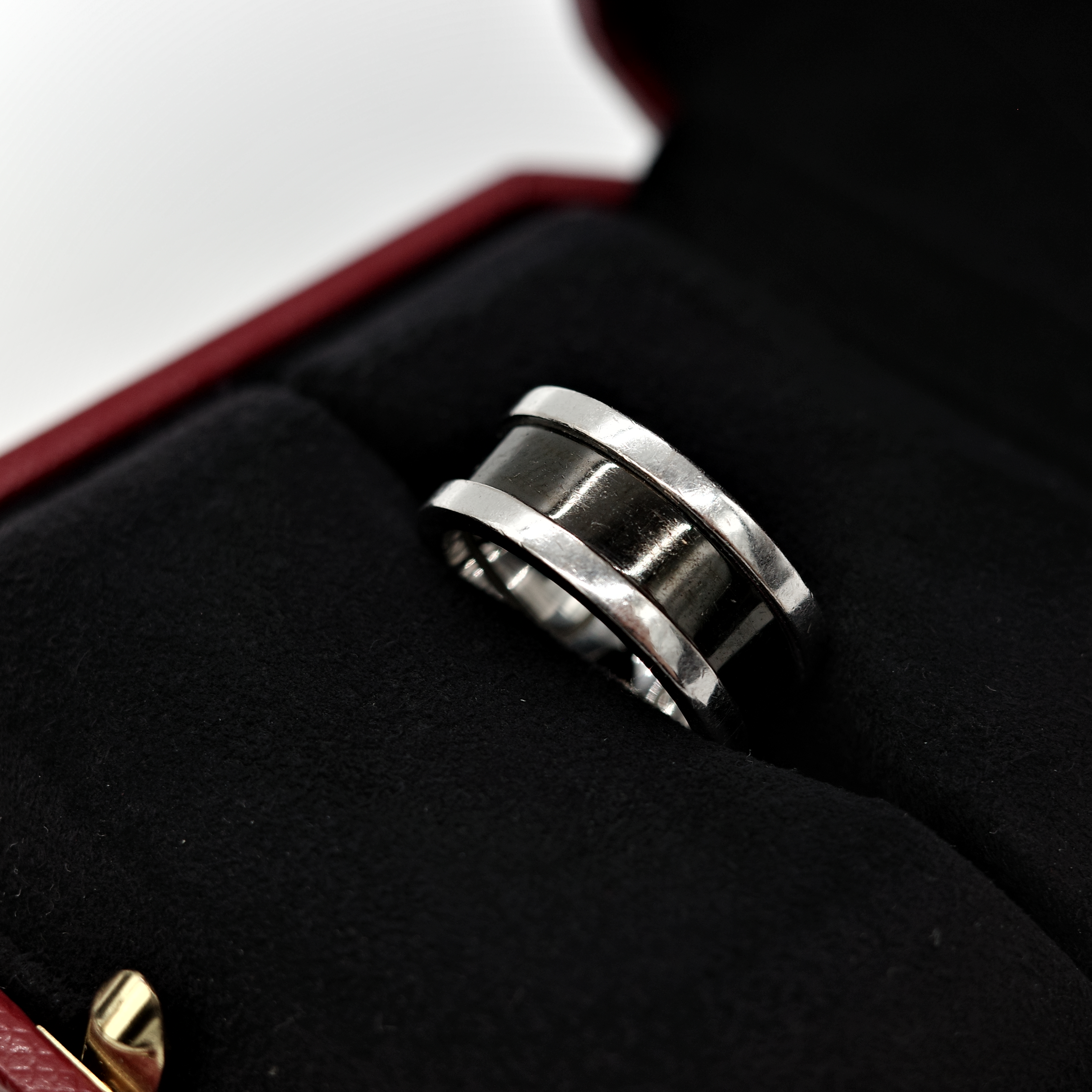 Cartier 卡地亞 黑色 18K白金 戒指-8