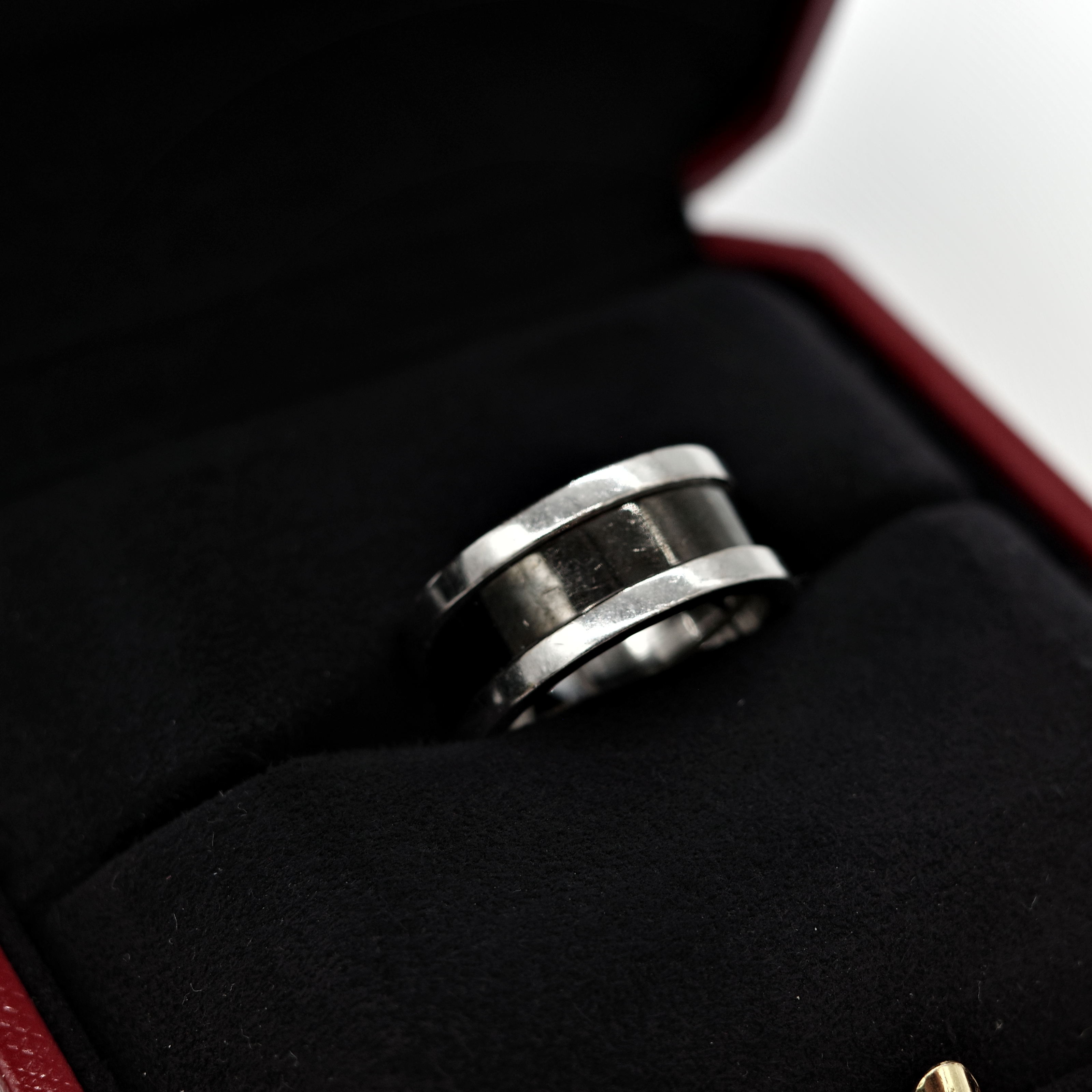Cartier 卡地亞 黑色 18K白金 戒指-9