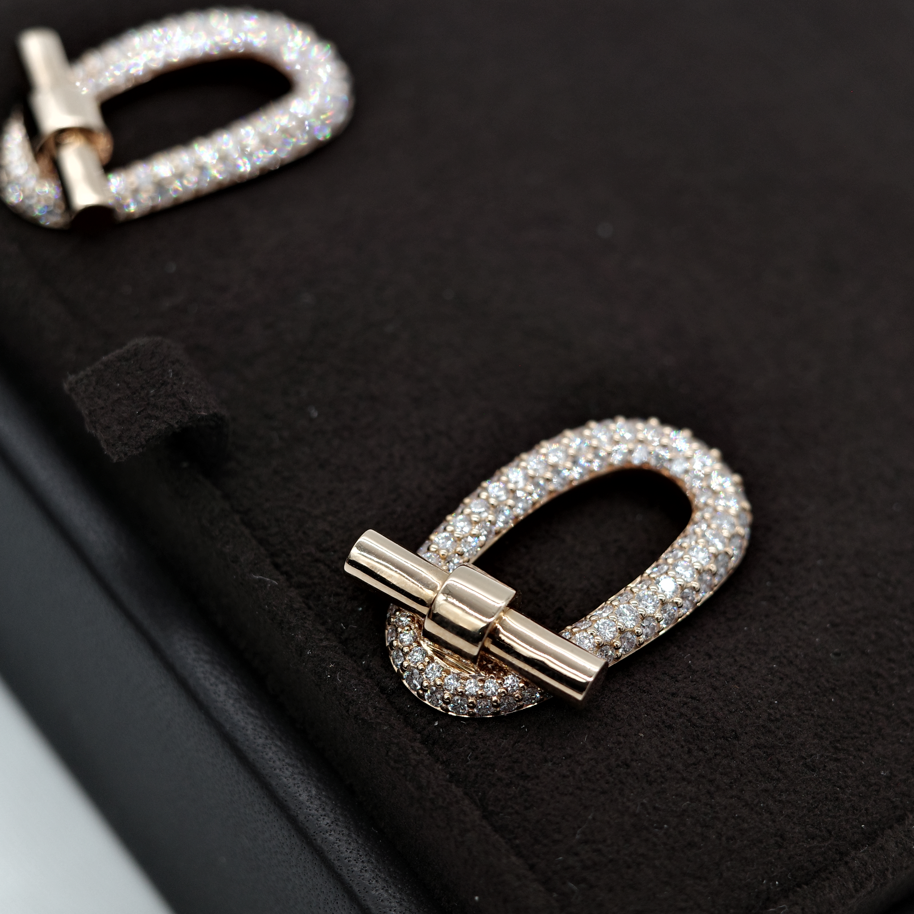 (專櫃 120 萬)Hermès 愛馬仕 18K 玫瑰金 Adage 橢圓 鑲鑽 耳環-8