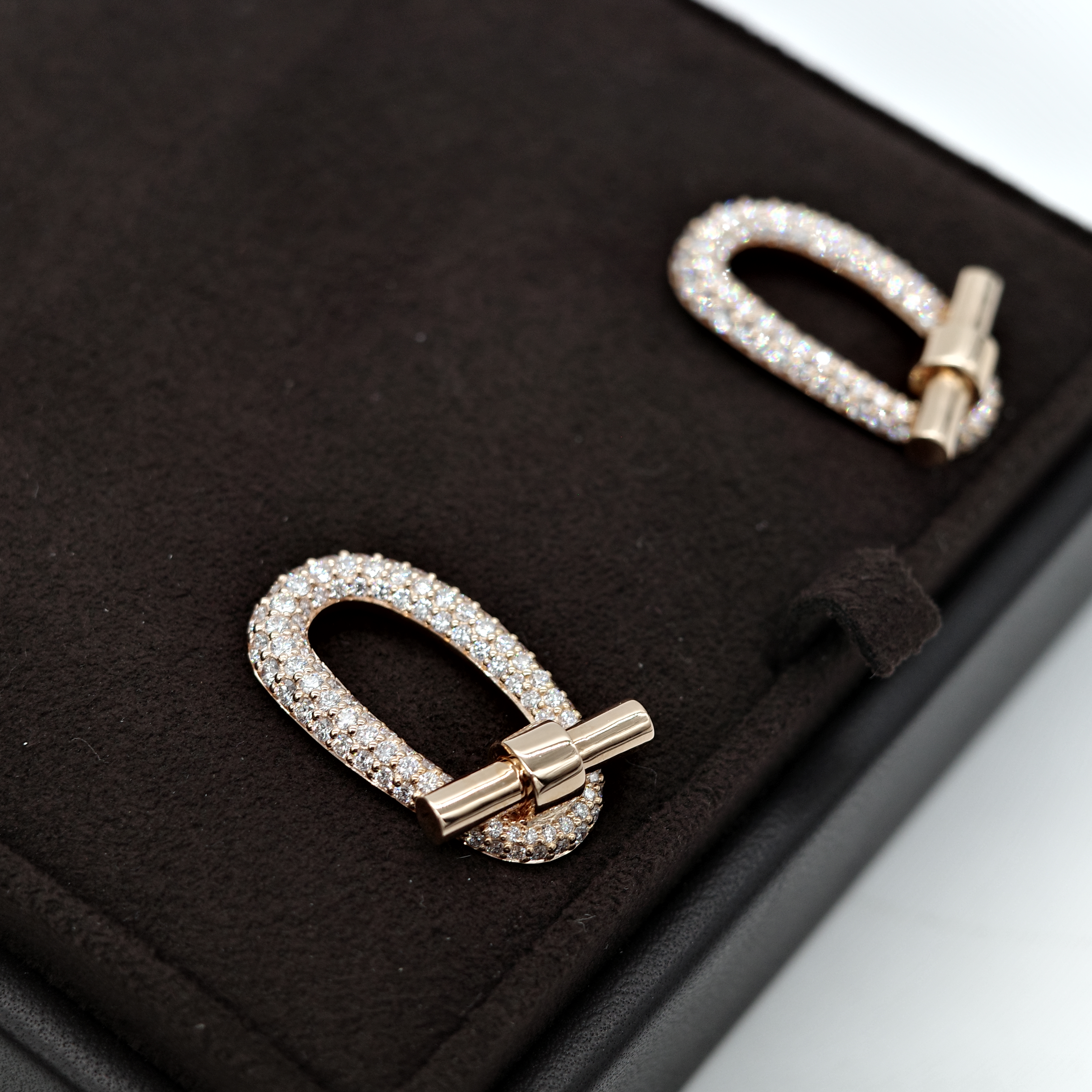 (專櫃 120 萬)Hermès 愛馬仕 18K 玫瑰金 Adage 橢圓 鑲鑽 耳環-9