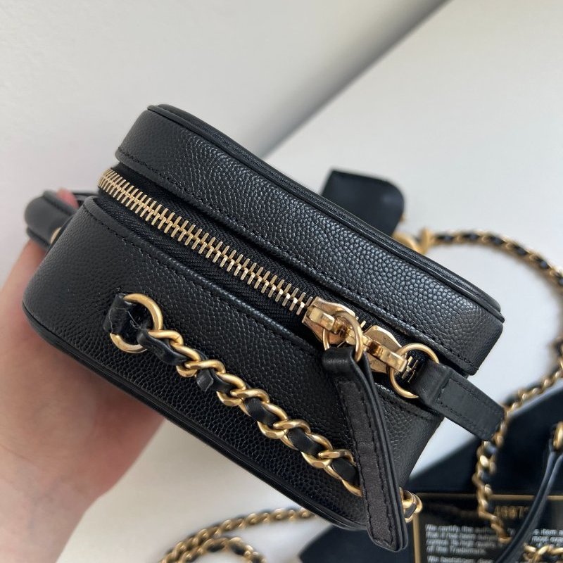 香奈兒/Chanel Vanity Case黑金荔枝皮小號相機包-2