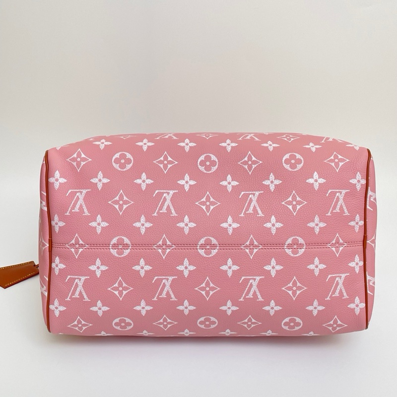 99新💖LOUIS VUITTON Speedy P9 Bandoulière 40 品牌徽標印花 小牛皮 單肩斜挎手提包 粉色 芯片款💝正品保障-3