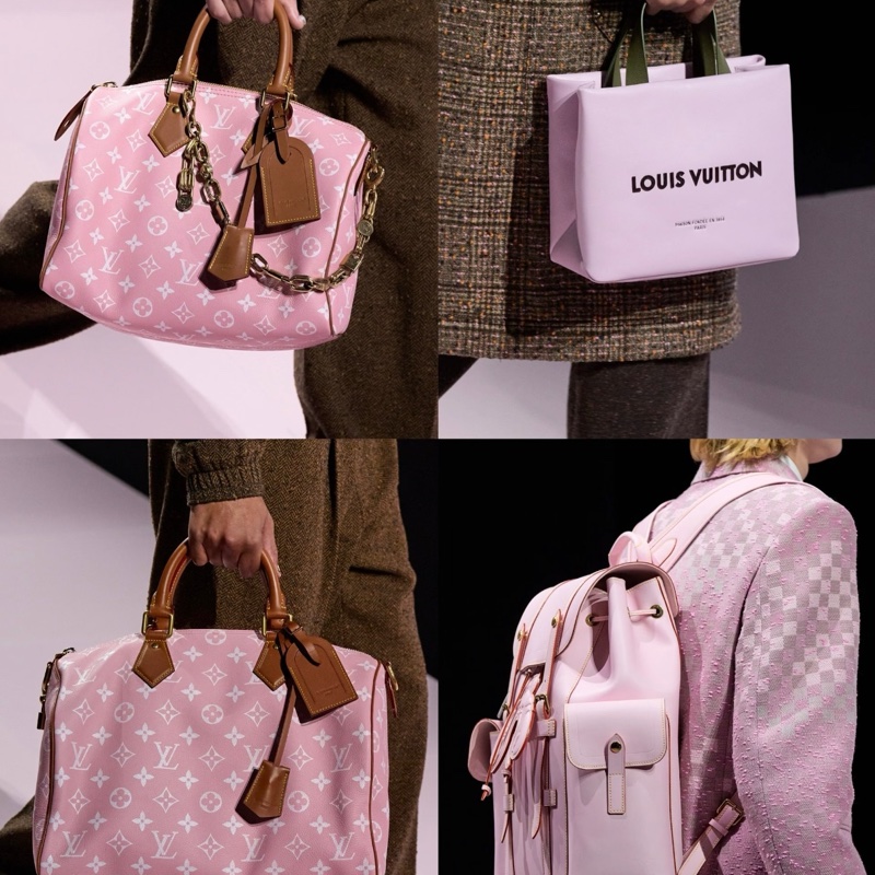 99新💖LOUIS VUITTON Speedy P9 Bandoulière 40 品牌徽標印花 小牛皮 單肩斜挎手提包 粉色 芯片款💝正品保障-7
