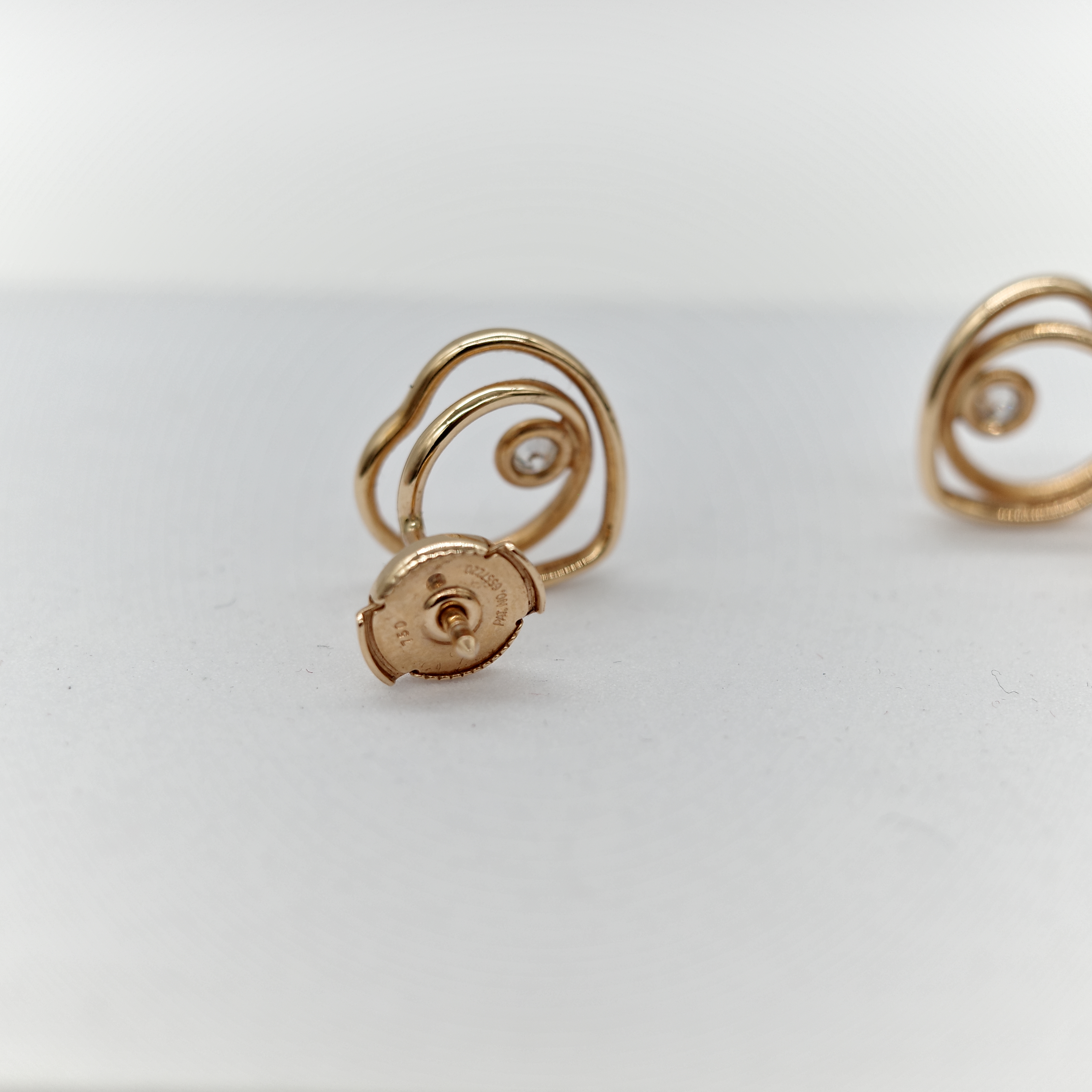 Hermès 愛馬仕 18K 黃金 鑽石 Vertige Coeur 愛心 針式 耳環-1