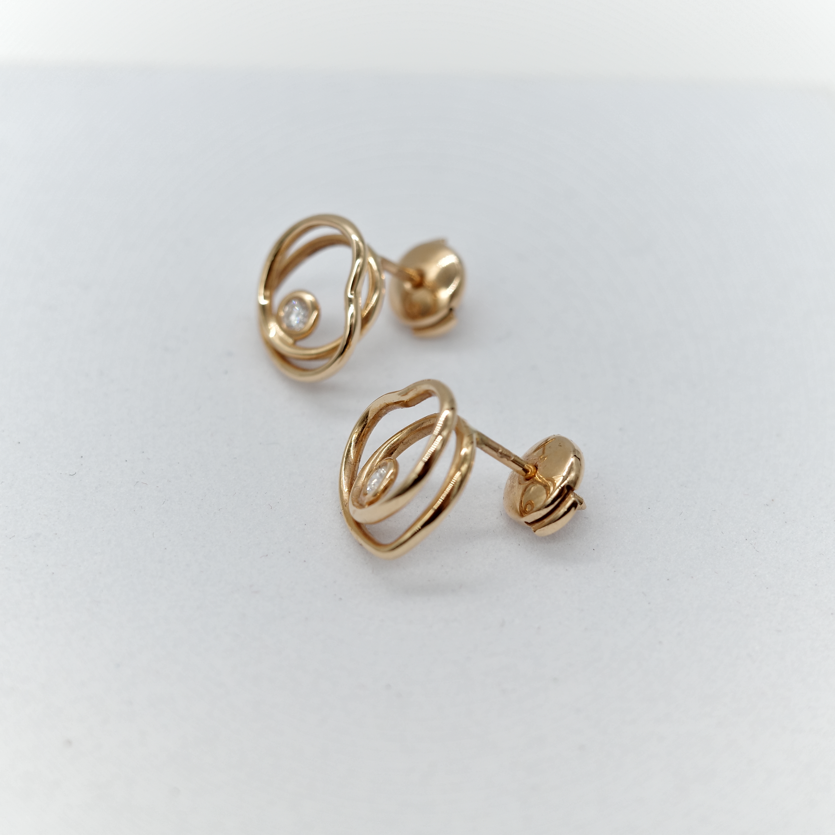 Hermès 愛馬仕 18K 黃金 鑽石 Vertige Coeur 愛心 針式 耳環-5