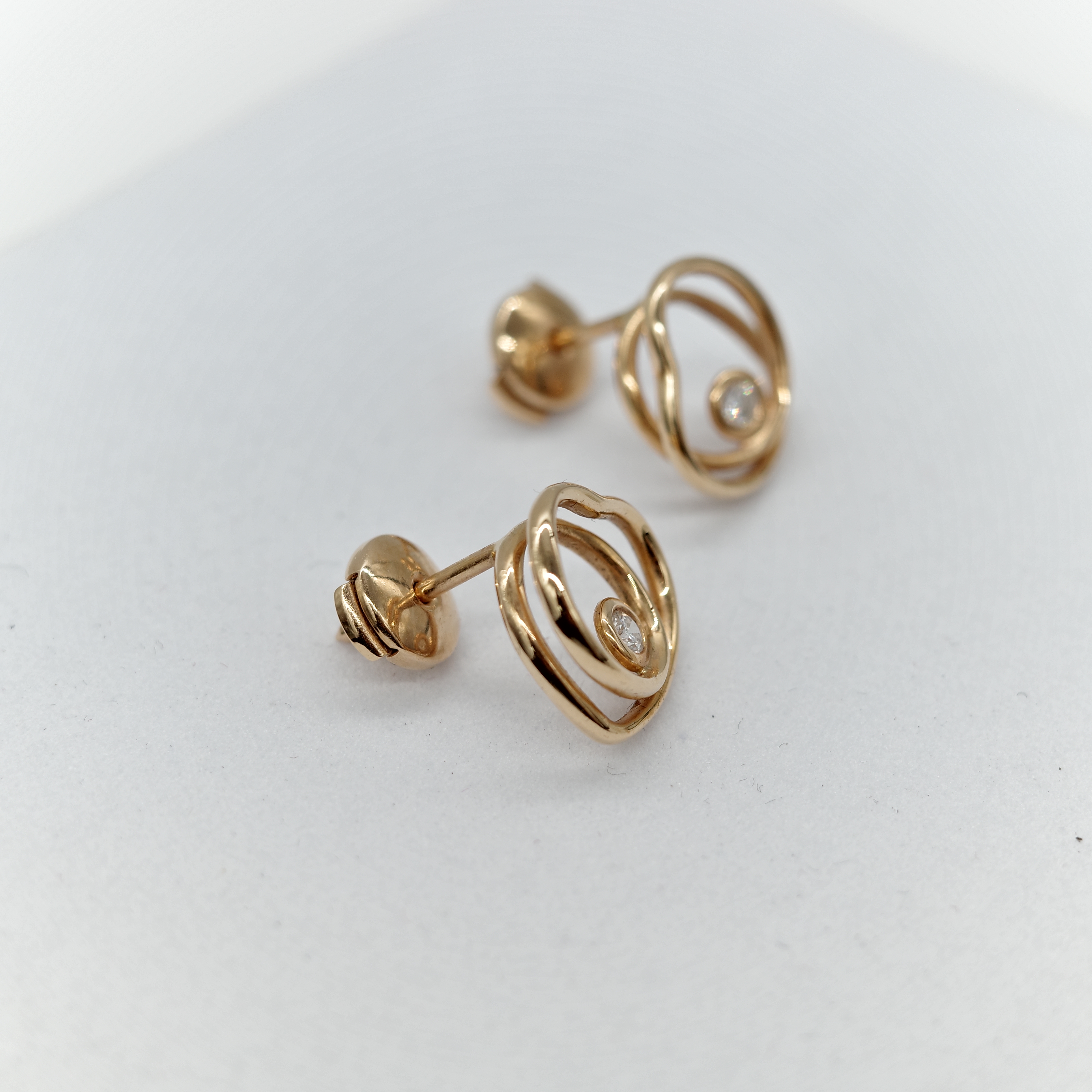Hermès 愛馬仕 18K 黃金 鑽石 Vertige Coeur 愛心 針式 耳環-7