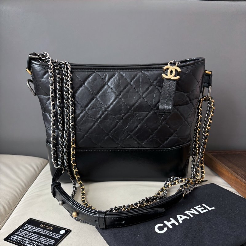 近新品 香奈兒/Chanel 黑金中號流浪包-0