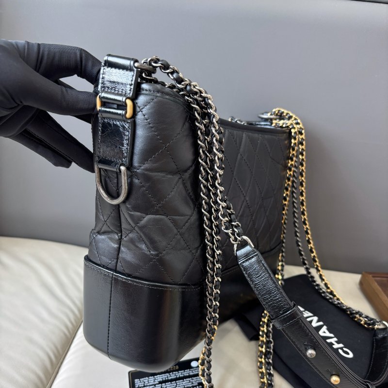 近新品 香奈兒/Chanel 黑金中號流浪包-3