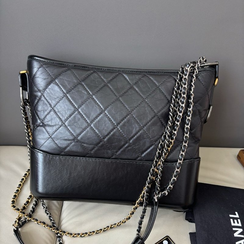 近新品 香奈兒/Chanel 黑金中號流浪包-6