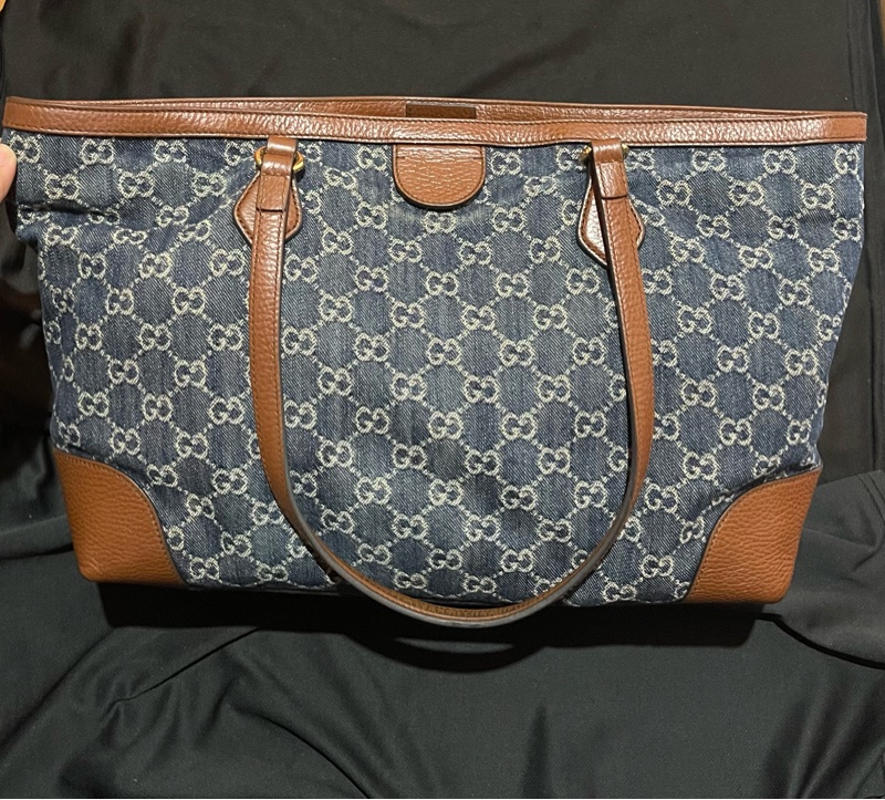 Gucci 金釦老花牛仔托特包-2