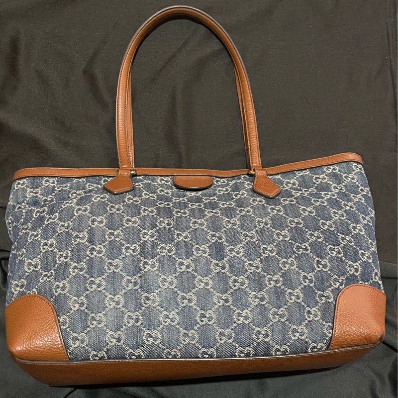 Gucci 金釦老花牛仔托特包-7