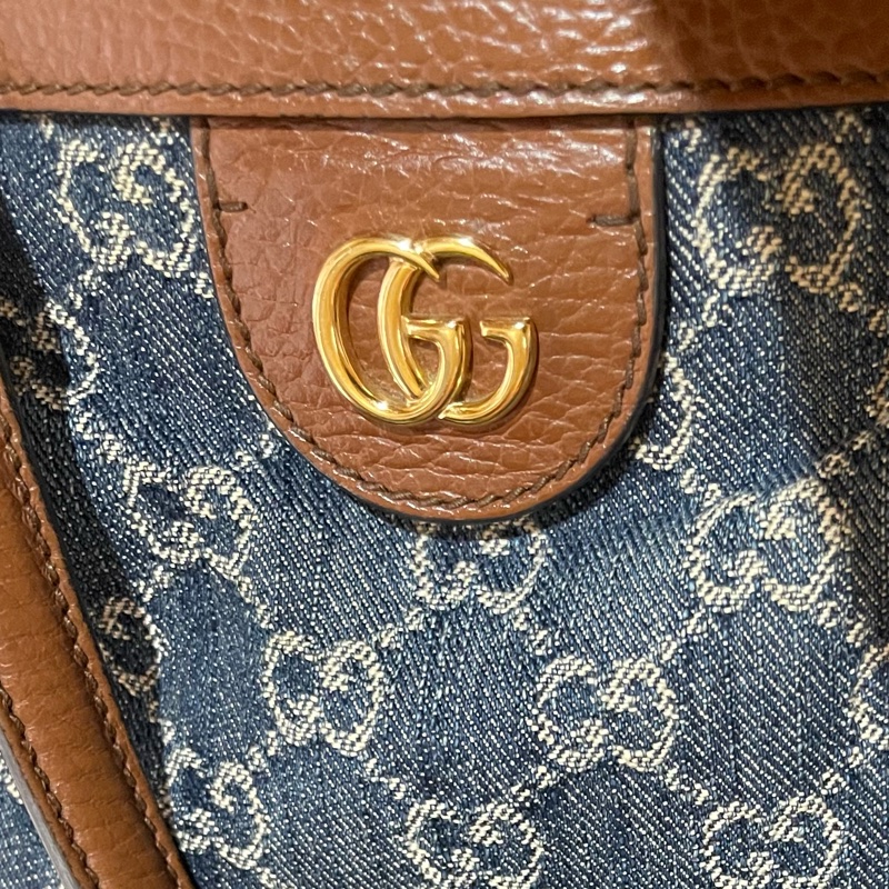 Gucci 金釦老花牛仔托特包-22