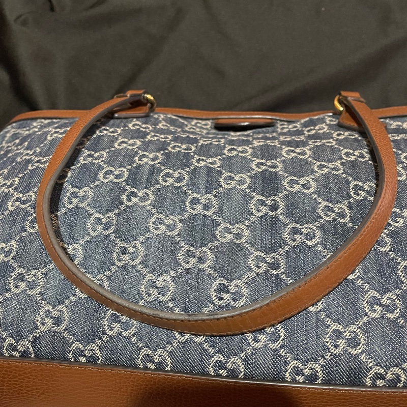 Gucci 金釦老花牛仔托特包-26