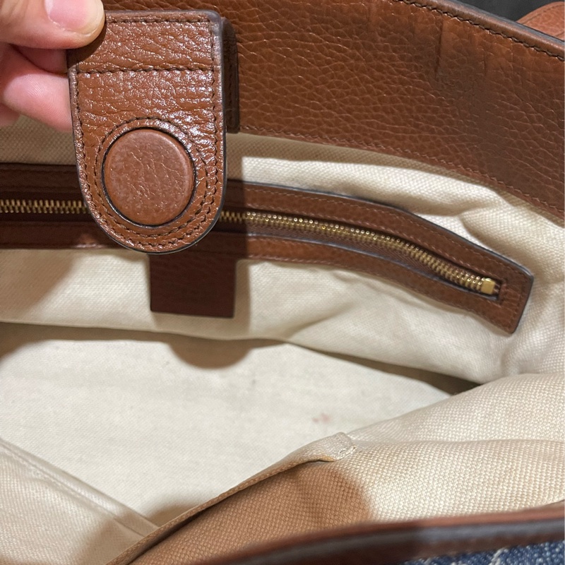 Gucci 金釦老花牛仔托特包-27
