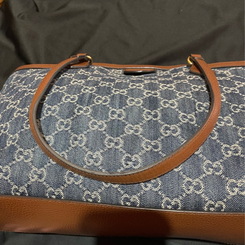 Gucci 金釦老花牛仔托特包-36