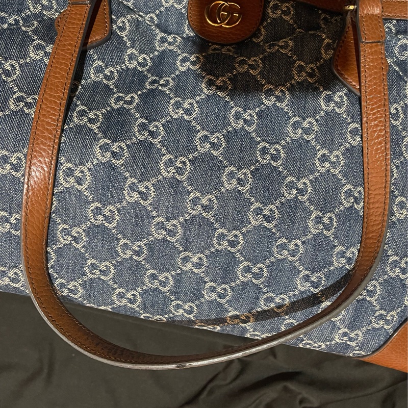 Gucci 金釦老花牛仔托特包-37