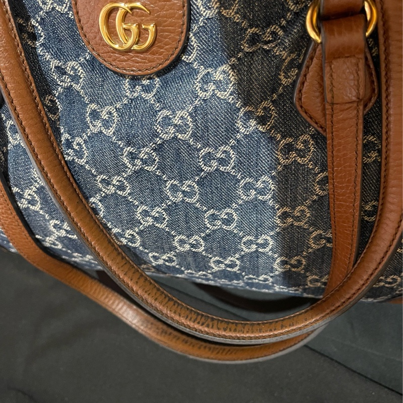 Gucci 金釦老花牛仔托特包-42