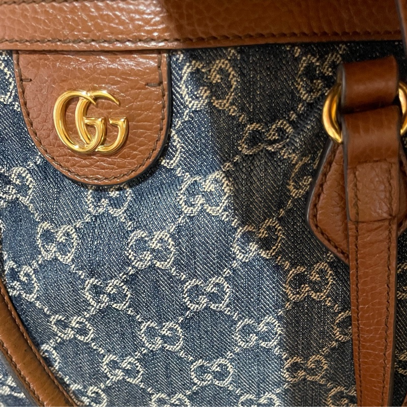 Gucci 金釦老花牛仔托特包-46