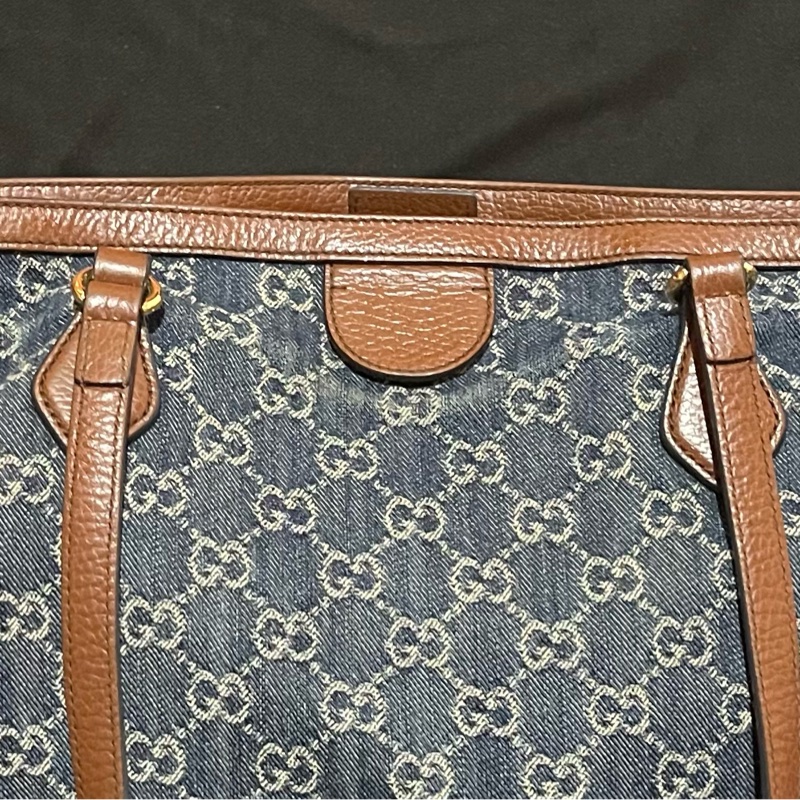 Gucci 金釦老花牛仔托特包-48
