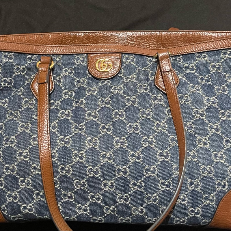 Gucci 金釦老花牛仔托特包-49