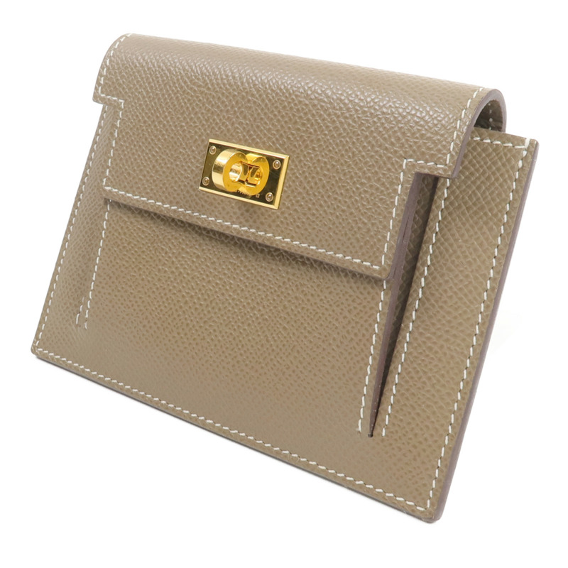 HERMES Epsom皮革Kelly Pockt Compact Wallet錢包Etoupe-2