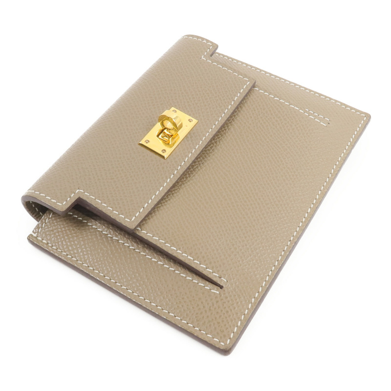 HERMES Epsom皮革Kelly Pockt Compact Wallet錢包Etoupe-3
