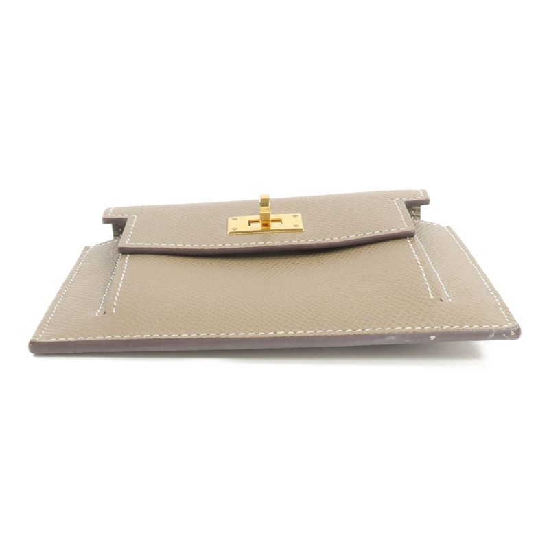 HERMES Epsom皮革Kelly Pockt Compact Wallet錢包Etoupe-5