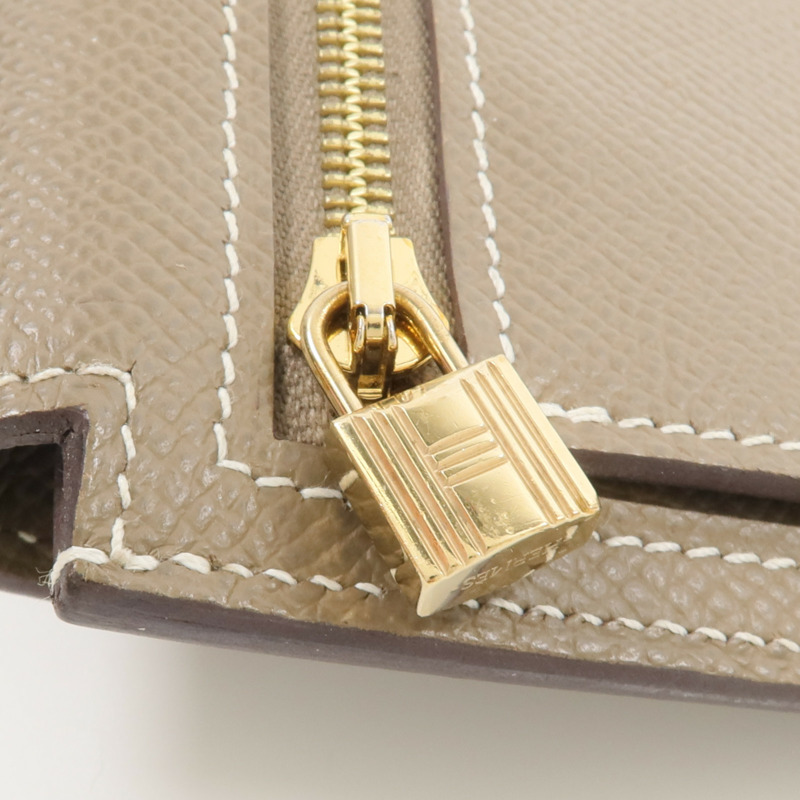 HERMES Epsom皮革Kelly Pockt Compact Wallet錢包Etoupe-7