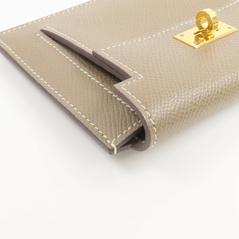 HERMES Epsom皮革Kelly Pockt Compact Wallet錢包Etoupe-10