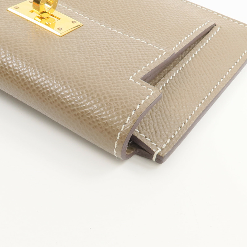 HERMES Epsom皮革Kelly Pockt Compact Wallet錢包Etoupe-11