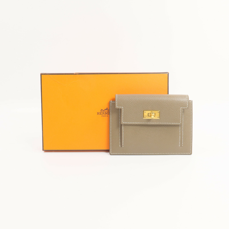 HERMES Epsom皮革Kelly Pockt Compact Wallet錢包Etoupe-15
