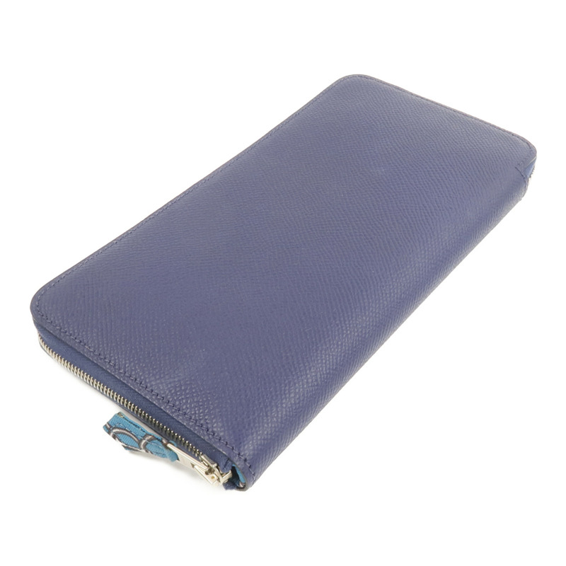 HERMES Epsom皮革Silk In Long Wallet長錢包Bleu Saphir-3