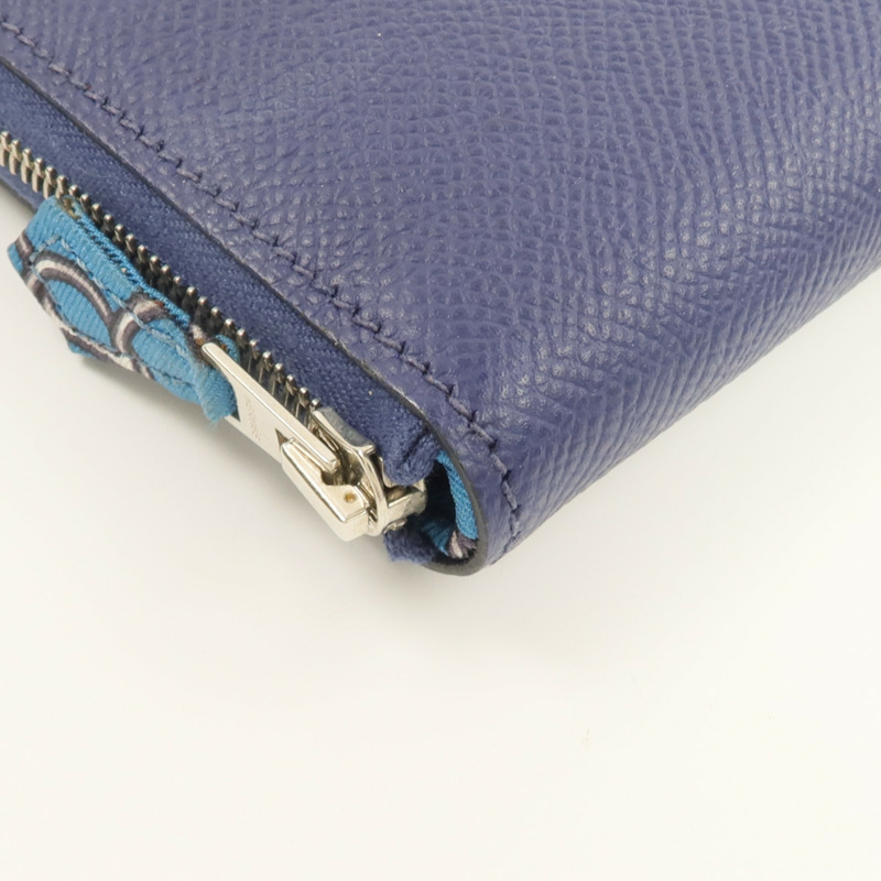 HERMES Epsom皮革Silk In Long Wallet長錢包Bleu Saphir-7