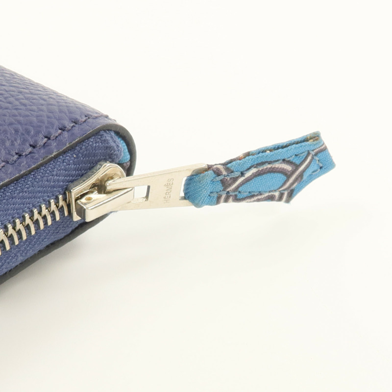 HERMES Epsom皮革Silk In Long Wallet長錢包Bleu Saphir-10